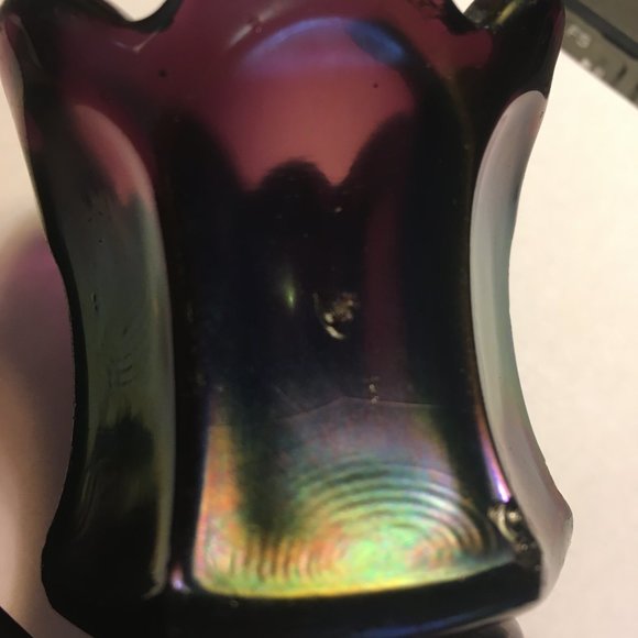 Vintage Amethyst Carnival Glass Toothpick Holder - Picture 12 of 16